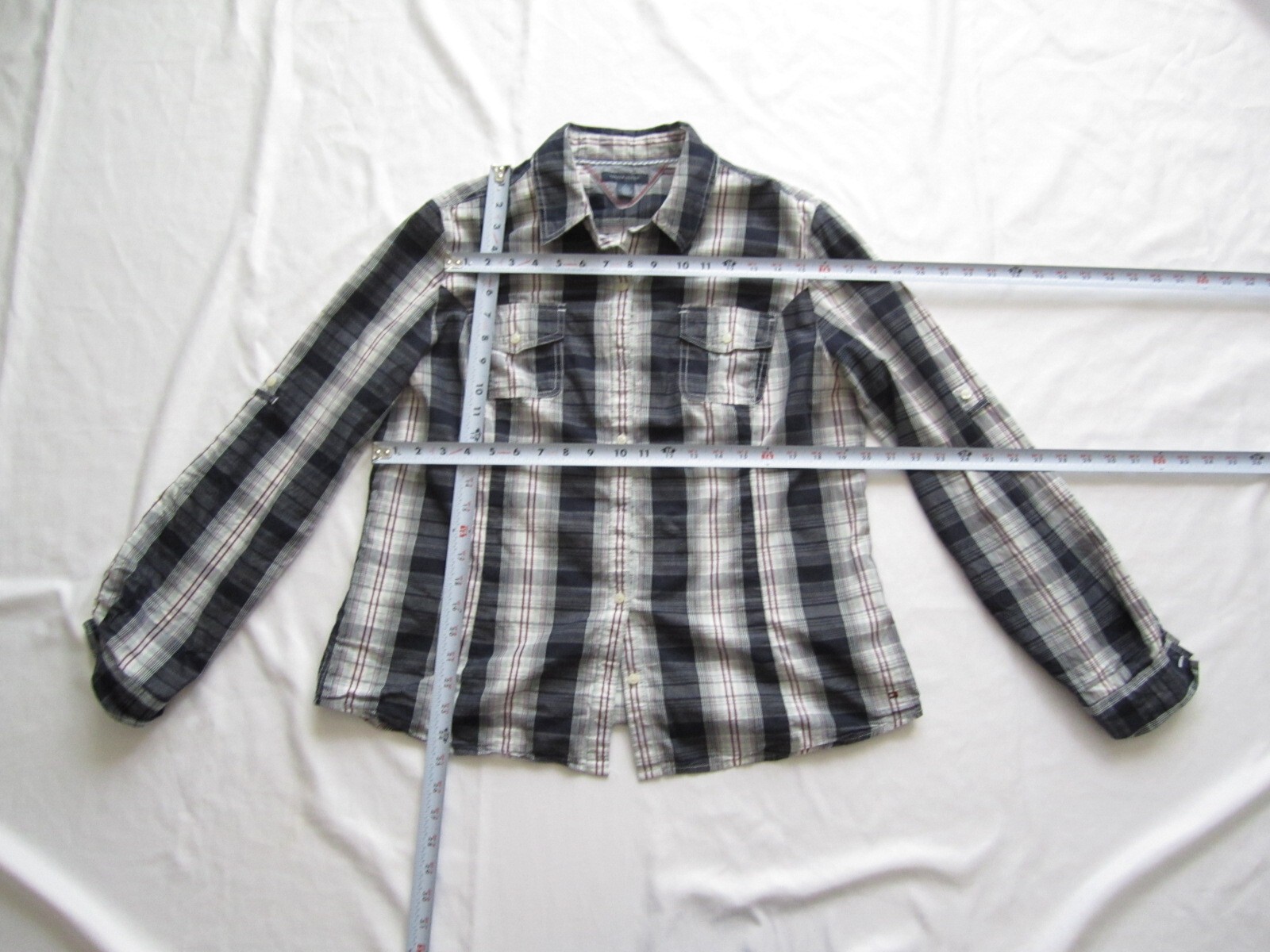 Tommy Hilfiger Western Southwest Plaid Button Up Women Shirt Sz XL (WB233) thumbnail 4