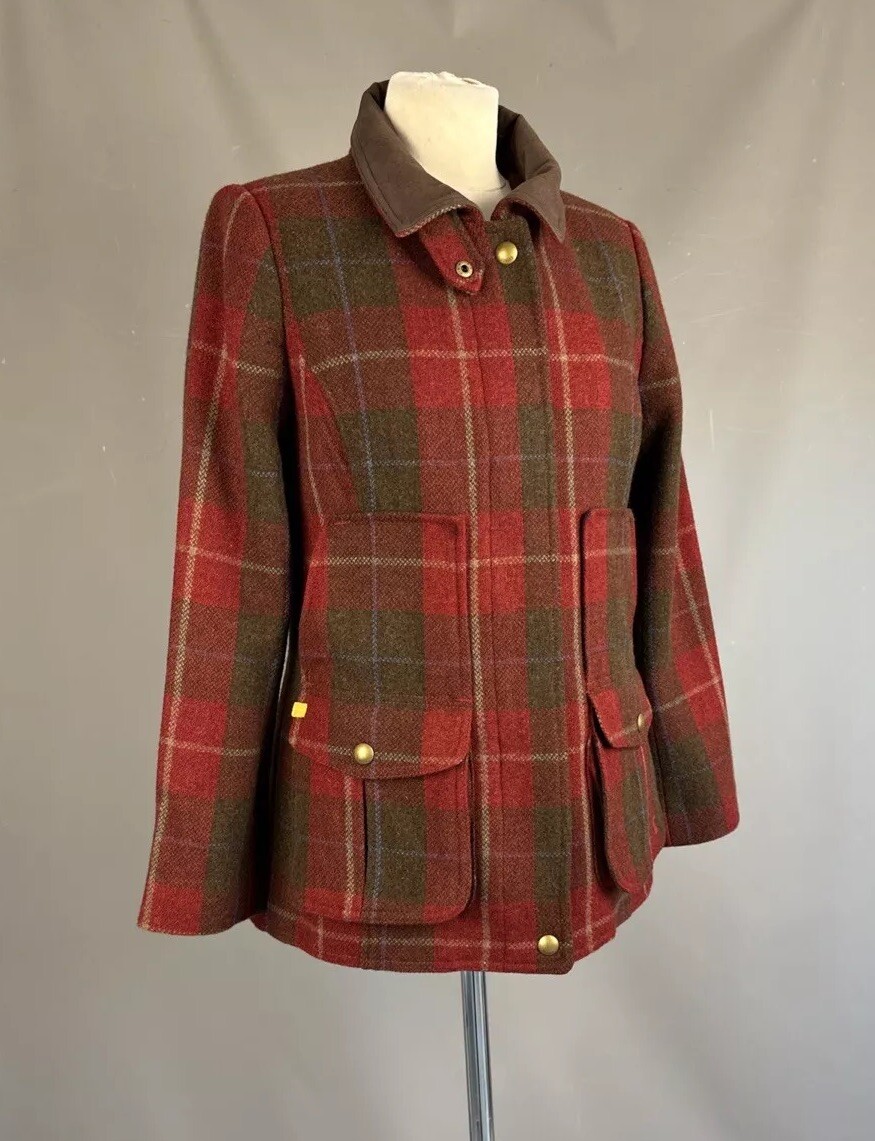 Joules Fieldcoat jacket Red Green tweed Wool check country coat UK