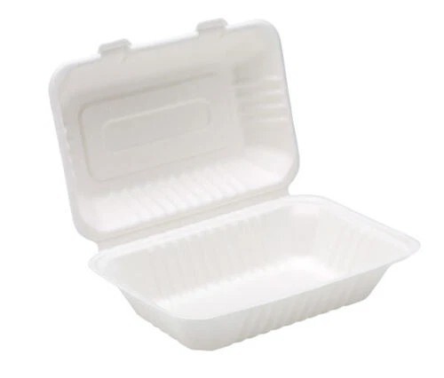 9''x6'' Double Clamshell Bagasse Box Sugarcane Biodegradable Box Pack of 200