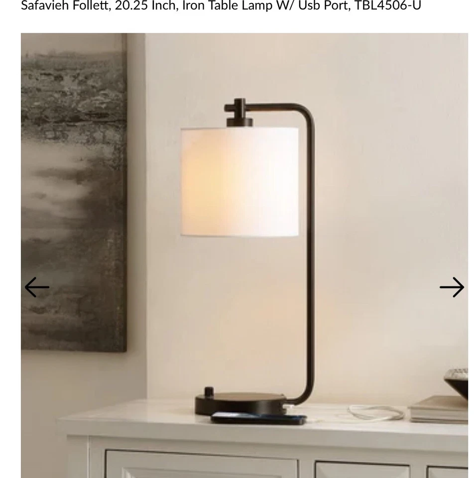 Safavieh Follett, 20.25 Inch, Iron Table Lamp W/ Usb Port, TBL4506-U - Image 2 of 3