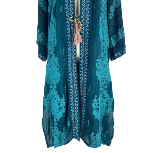 NEW Johnny Was Bellamo Verona Kimono Embroidery Lakeside Blue Women Size S - Picture 6 of 11