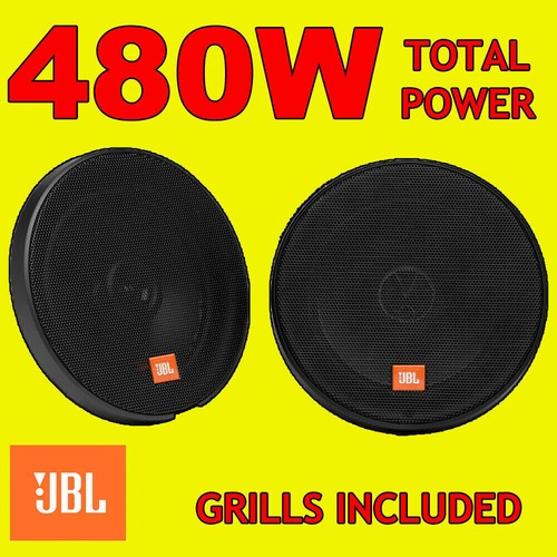 PAIRE NOIRE JBL 480W TOTAL 2 VOIES 6,5 POUCES 16,5 cm PORTE DE VOITURE/ÉTAGÈRE HAUT-PARLEURS COAXIAUX - Photo 1/2