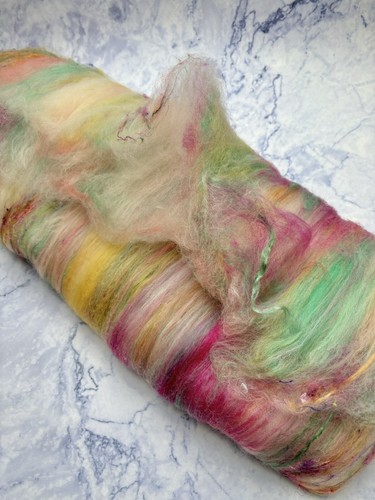 Hand Carded Wild Art Batt. Luxury Mixed Fibre Blend For Spinning Felting E1 - Picture 4 of 5