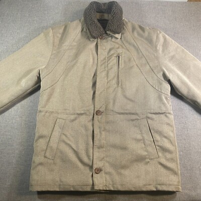 Utex Flannel Lined Chore Jacket Mens Size Medium Grey Wool Blend Field