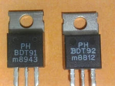 ONE PAIR PHILIPS BDT91 AND BDT92 SILICON AUDIO POWER NPN AND PNP TRANSISTORS