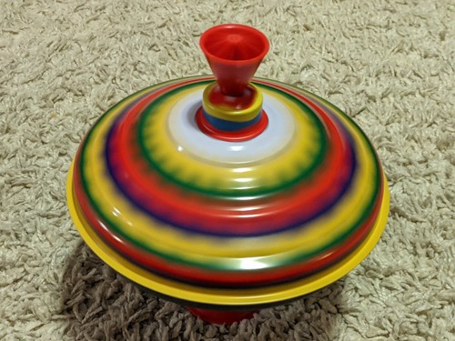 Vintage Simm Spielwaren Tin Metal Pump Spinning Humming Top Toy 7" German WORKS - Picture 6 of 8
