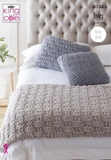King Cole Big Easy Knit Kniting Pattern Bed Runner and Cushions 5534