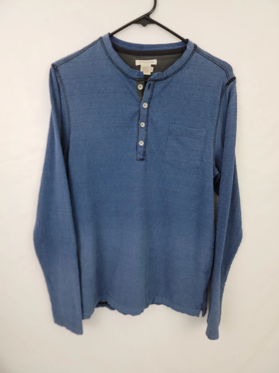 Carbon 2 Cobalt Men's Watermark Henley Shirt Indigo Blue Pocket Small EUC