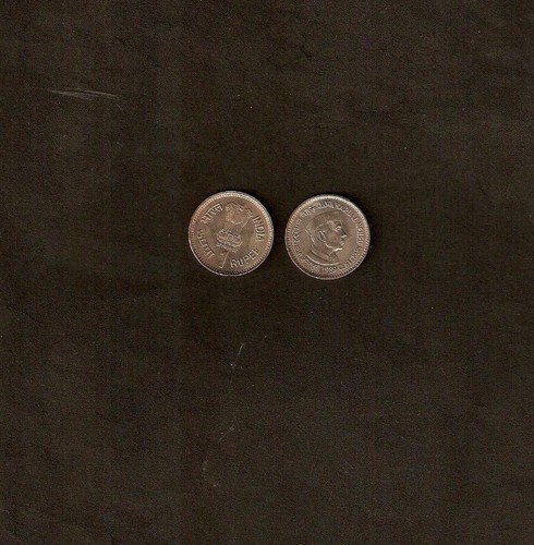 INDIA 1 RUPEE KM-83 1989 JAWAHAR LAL NEHRU 1 UNC COMMEMORATIVE Mumbai Mint COIN - Picture 3 of 3