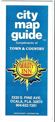 Vintage Hotel Prospekt Quality Inn Ocala Florida Zimmeraufteilung Karte Reise 1978