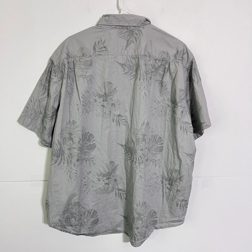 Merona Mens Hawaiian Shirt Size 2XL Light Grey Floral Lightweight Chambray - Image 4 of 4