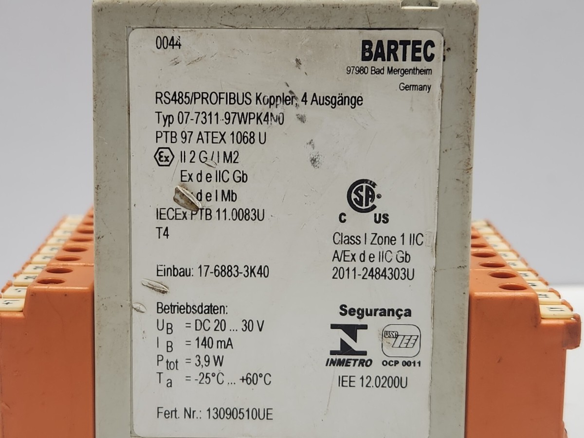 BARTEC 07-7311-97WPK4N0 RS485/PROFIBUS KOPPLER | eBay