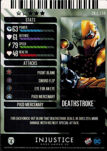 Injustice Gods Among Us Series 4 - Deathstroke - Card #19 - NON-FOIL - Picture 2 of 2