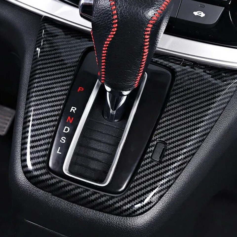 Carbon Fiber Look Gear Shift Panel Trim Cover Fit For Honda CRV CRV