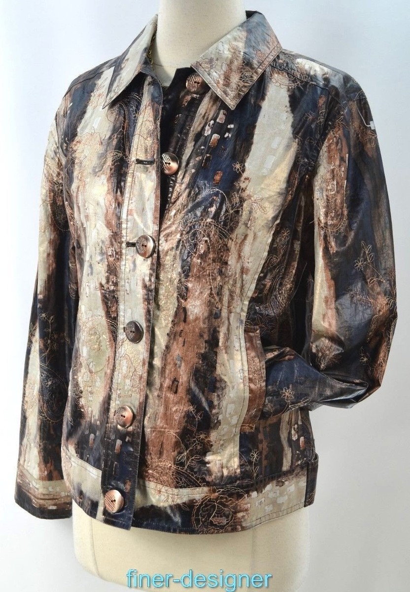 CHICOS jacket light coat moto shimmer jean jacket style lined