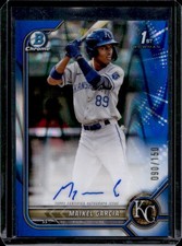 2022 Bowman Chrome Maikel Garcia Auto Refractor 1st Blue RayWave #/150 Royals