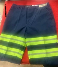 6 Used Hi-Visibility Reflective Hi-Vis NAVY Work Pants Cintas 32x32 Comfort Flex