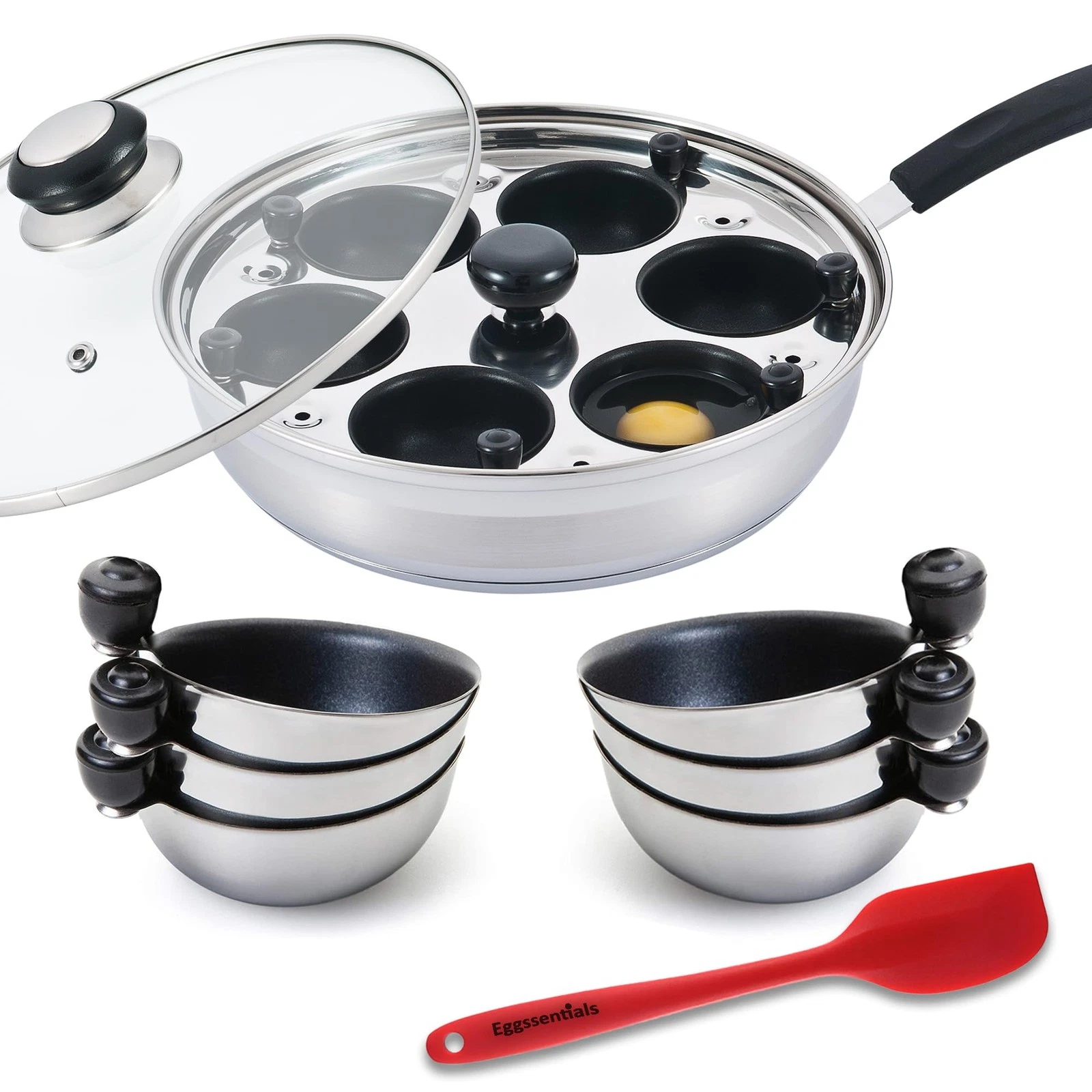 Poached Egg Maker Stainless Steel Egg Poacher Pan Food Grade Safe PFOA Free w...