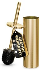 Gold Toilet Brush and Holder Set - Brushed Stainless Steel Medium,