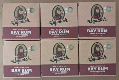 Dr Squatch Bay Rum 6 Bar Pack Men's Natural Soap 5oz Coconut Oil Zero Grit