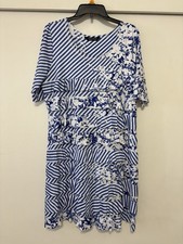 Tango Mango Womens Dress 2XL Blue White Stretch Floral Lined Tiered Ruffled Soft