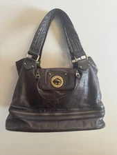 Marc By MarcJacobs Gold Metal Lock Buckle Brown Leather Shoulder Bag