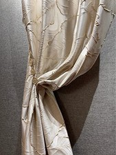 Luxury Curtains Beige Jacquard Drapes 3D Gold Leaf High Precision Curtains fo...