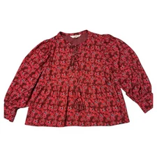 Crosby by Mollie Burch Floral Red  Top XL