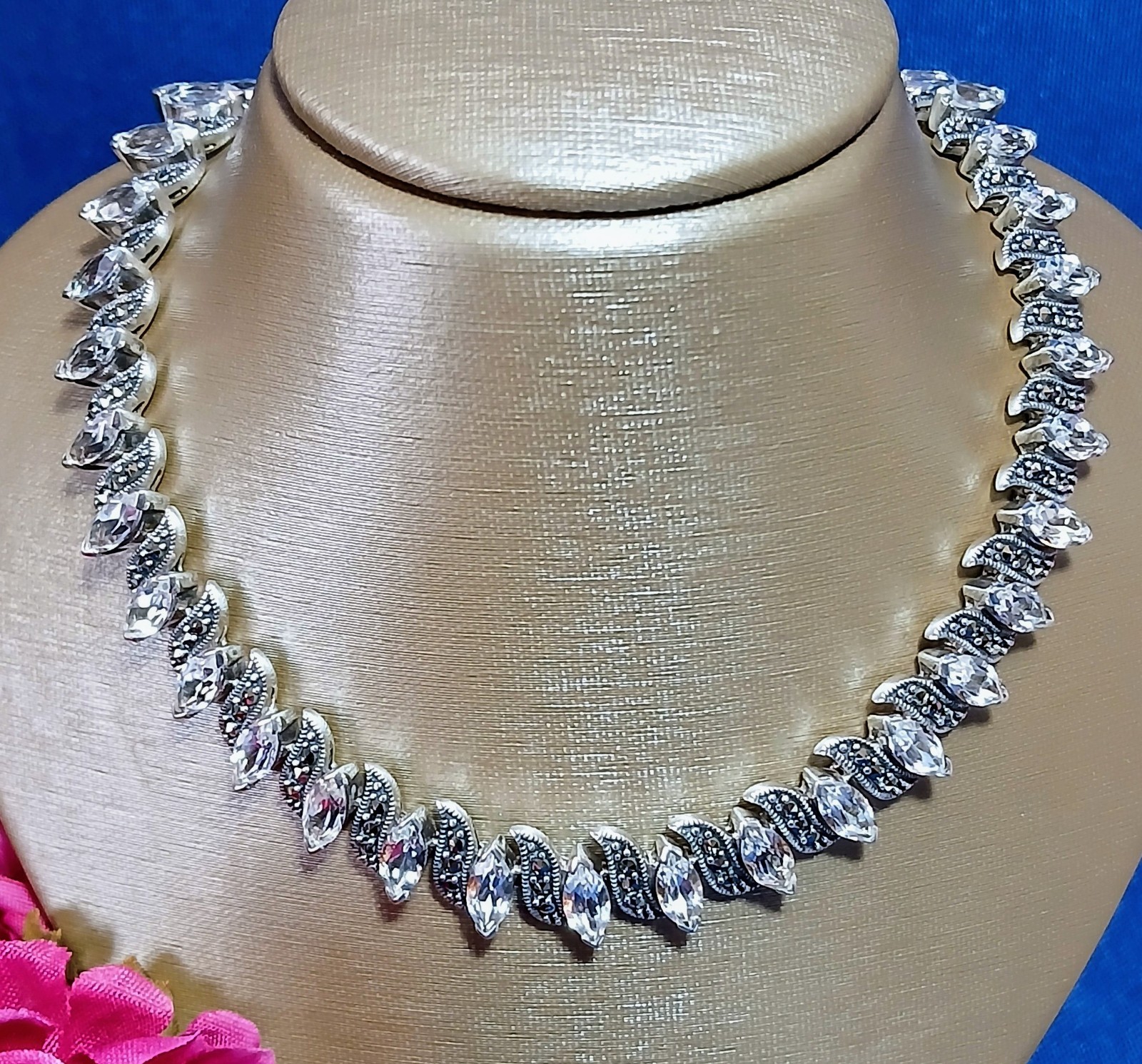 HEAVY Vintage SOLID Sterling Silver Marcasite Top… - image 19