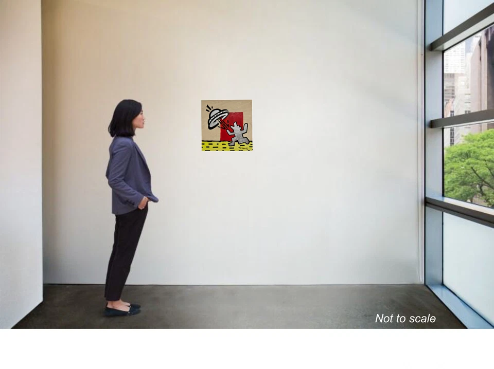 Кит Харинг граффити искусство современный поп-арт редкая картина НЛО - Изображение 2 из 4