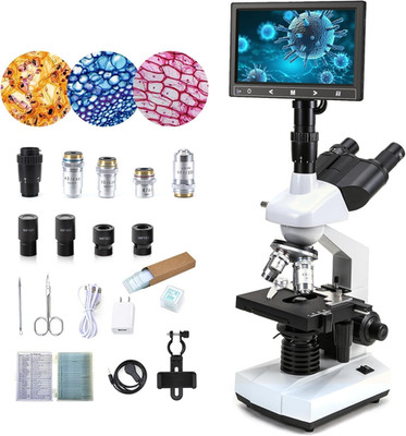 40X-5000X Compound Trinocular Microscopes Trinocular for Adults,Display Screen,