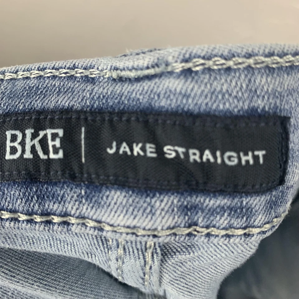 BKE Jake Straight Jeans Mens 31x34 Blue Light Wash Stretch Denim Five Pocket - Image 3 of 4