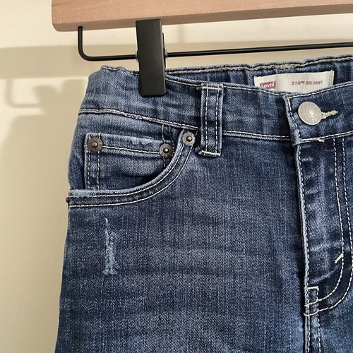 Levi's 510 Skinny Distressed Jeans Girls Youth 7R Adjustable Waistband - Picture 2 of 9