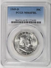 1949 D Half Dollars Franklin PCGS MS-64 FBL