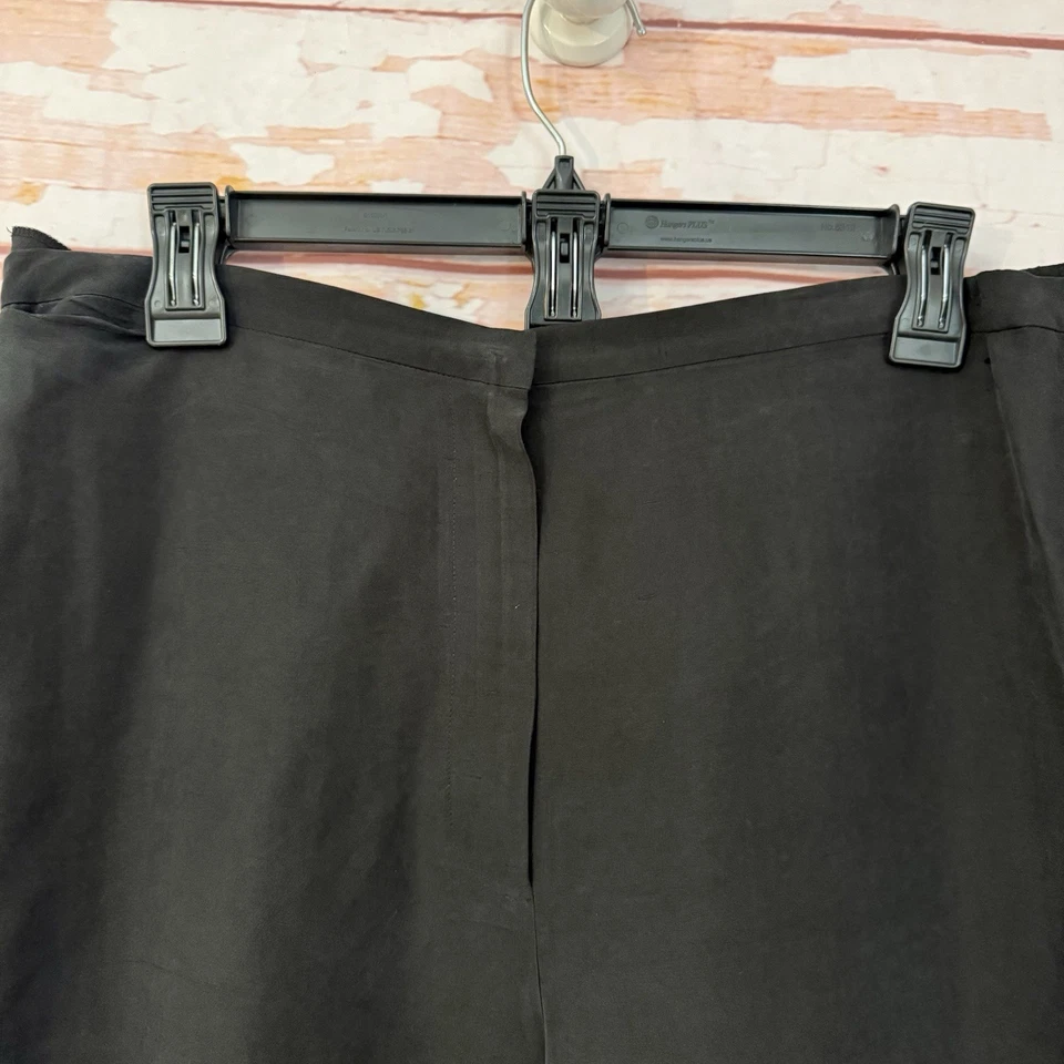 Eileen Fisher Black Silk Wide Leg Pants Vintage High Waist Size Large 90s - Image 2 of 4