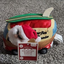 Gemmy Animated Surfin' Santa Moves Sings Works With Tags