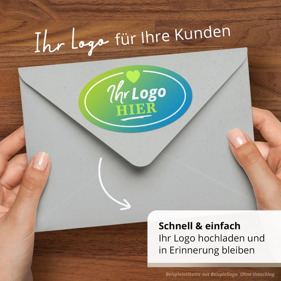 100 ovale Logo Aufkleber 8×5 cm individuell mit eigenem Logo oder Wunschmotiv - Bild 4 von 4