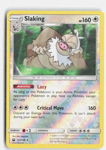 Slaking 115/168 Rare Celestial Storm Pokemon Reverse Holo Moderately Played