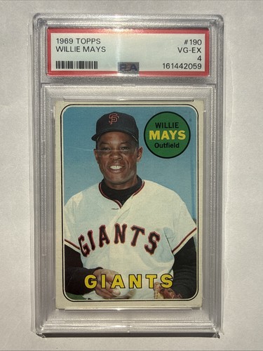1969 Willie Mays Topps Baseball Card #190 Graded PSA 4 (VG-EX)