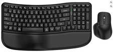 Ergonomic Keyboard and Mouse Combo, Bluetooth/2.4G Wireless Ergo Wave Curved Key