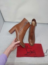 Christian Louboutin EU 38 US 8 WOMENS New Brown CL Zip Leather Ankle Boot