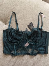 Victoria's Secret Deep Green Color Sheer Bustier. 34B