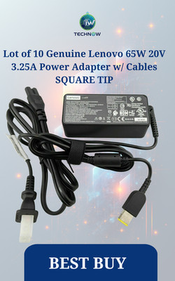 Lot of 10 Genuine Lenovo 65W 20V 3.25A Power Adapter w/ Cables SQUARE TIP