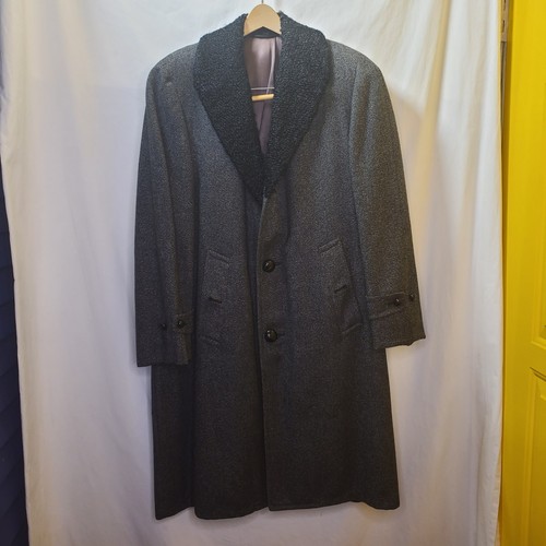 Abrigo de Colección Para Hombre Forrado de Piel Abrigo Abotonado Mezcla de Lana Chaqueta Gris Talla 44 - Imagen 1 de 9