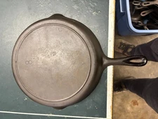 Antique Vintage Cast Iron Skillet Frying Pan 8 T Dual Spout Heat Ring Free Ship!