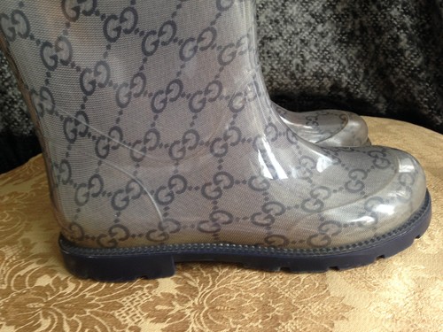 GUCCI KIDS GRAY GG SUPREME SLIP ON RAIN BOOTS - SIZE EU 30 / US 12.5 - Picture 9 of 20