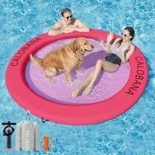 Water Hammock 8ft Round Inflatable Floating Island Pink Heavy Duty CALOBANA Dock
