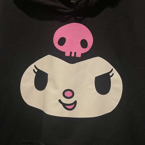 Hot Topic Sanrio Kuromi 3D Ears Pullover Hoodie in Black Pink White Womens XL - Picture 2 of 10