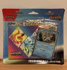 New Pokemon PRISMATIC EVOLUTIONS Tech Sticker Collection 3 Booster Packs Glaceon