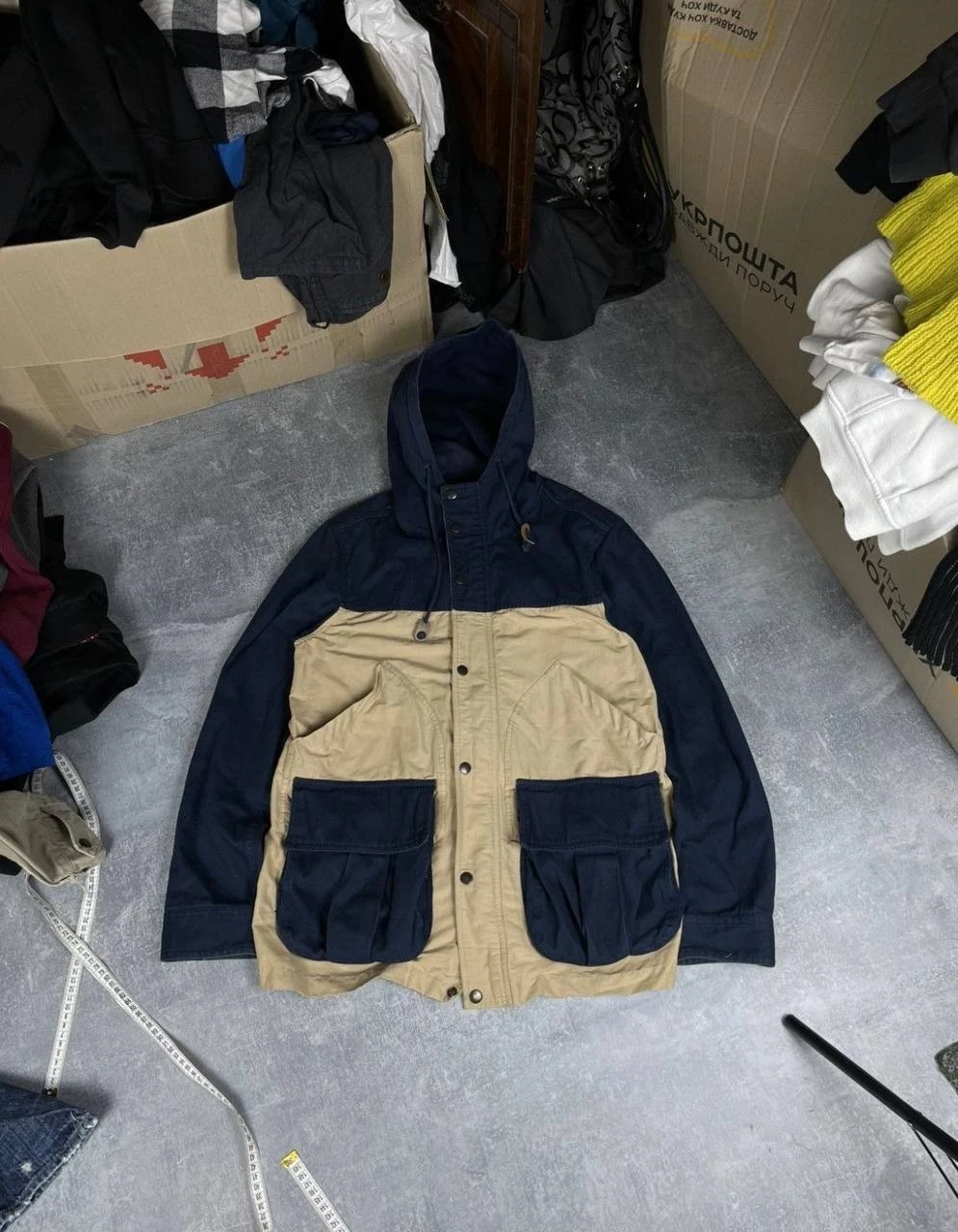 Vintage Japan Global Work multipocket fishing coat jacket
